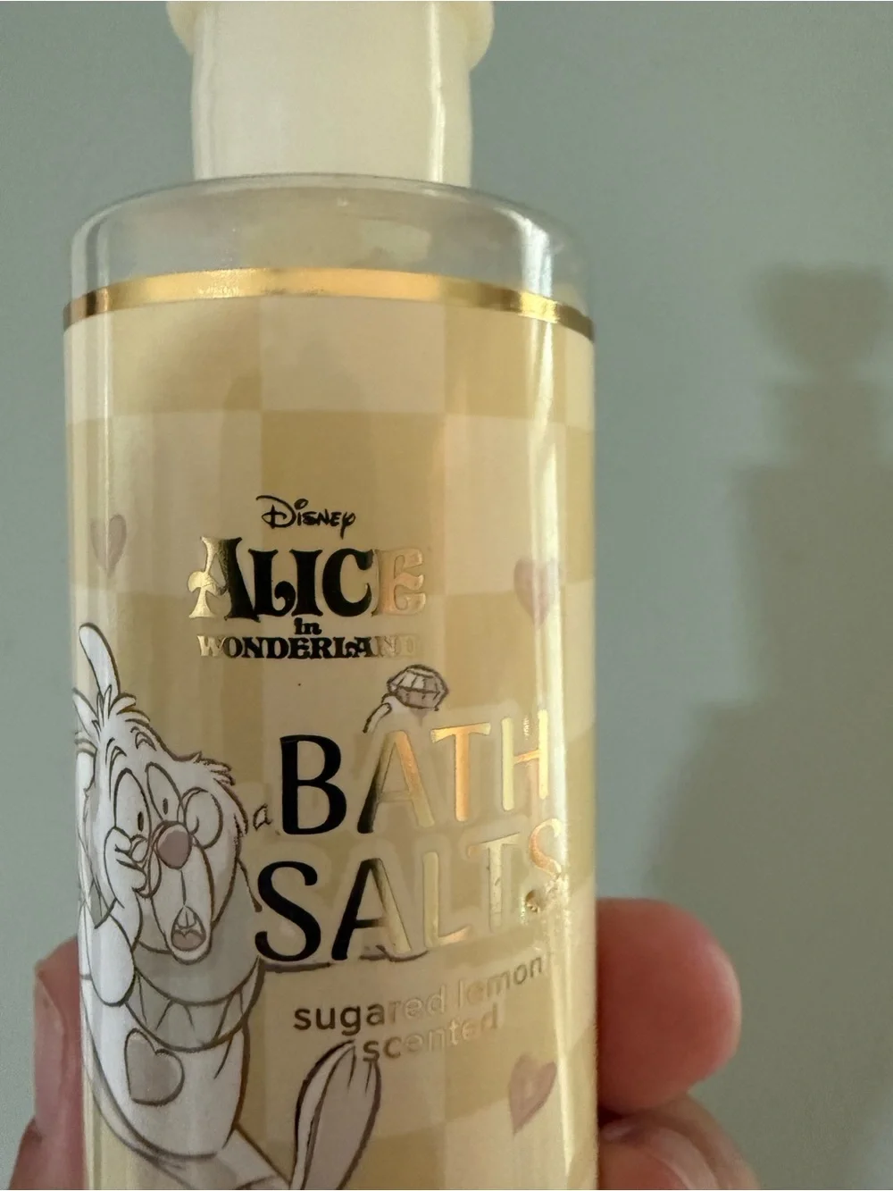 Disney Alice in Wonderland Cream & Gold Bath Salts with Heart Cap
